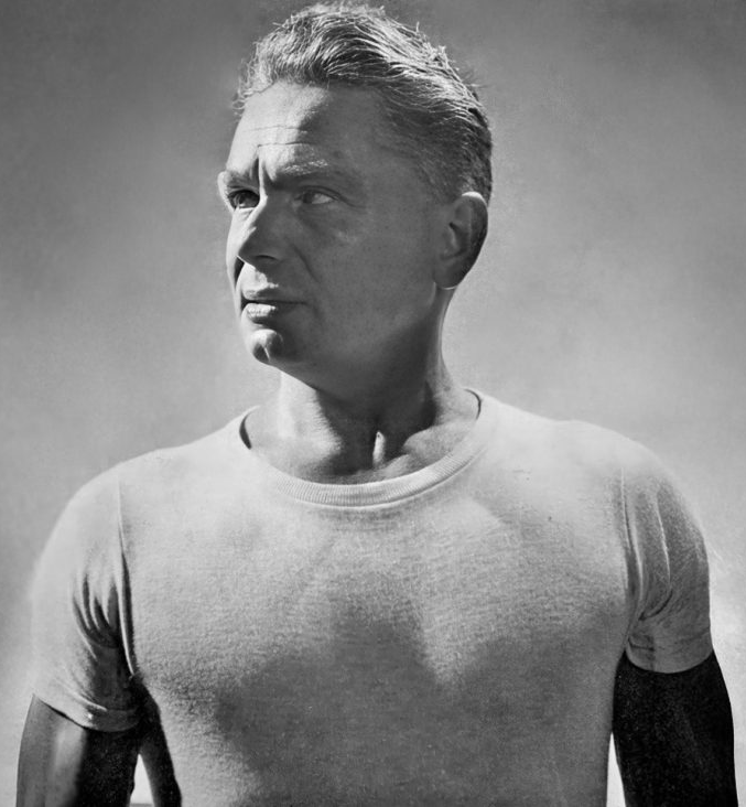 Young Joseph Pilates in black and white